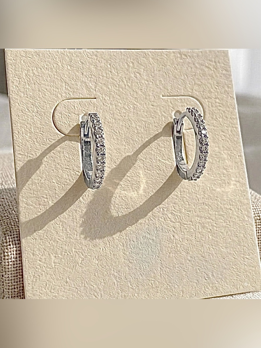 Silver plated women’s 12mm hoop Huggie cubic zirconia earrings hypoallergenic - Picture 2 of 6